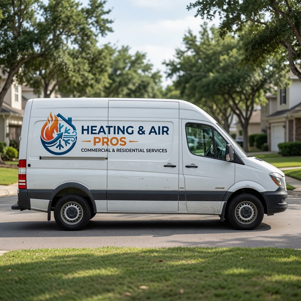 Local heating and air service van serving Fort Collins